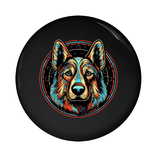 German Shepherd Funny Dog Street Art Comic Pet Pin Buttons