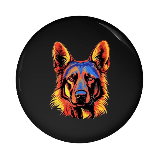 German Shepherd Funny Dog Street Art Comic Pet Pin Buttons