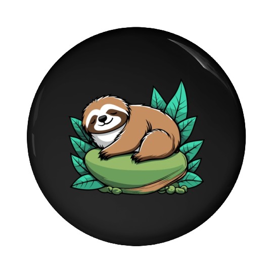 Sleeping Sloth Illustration Pin Buttons