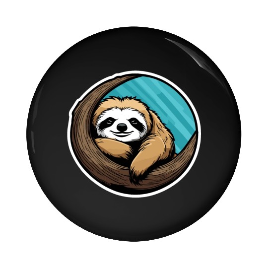 Sleeping Sloth Illustration Pin Buttons