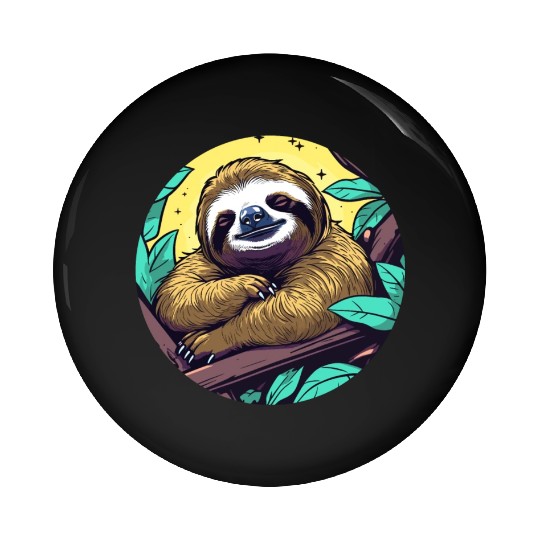 Sleeping Sloth Illustration Pin Buttons
