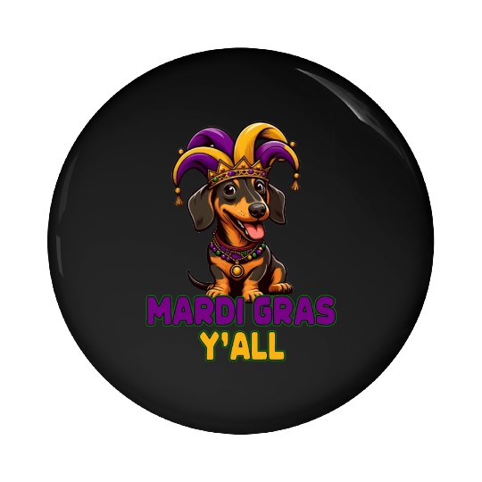Mardi Gras Dachshund Pin Buttons