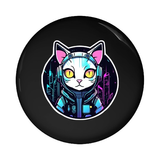 Cyberpunk Cat Pin Buttons