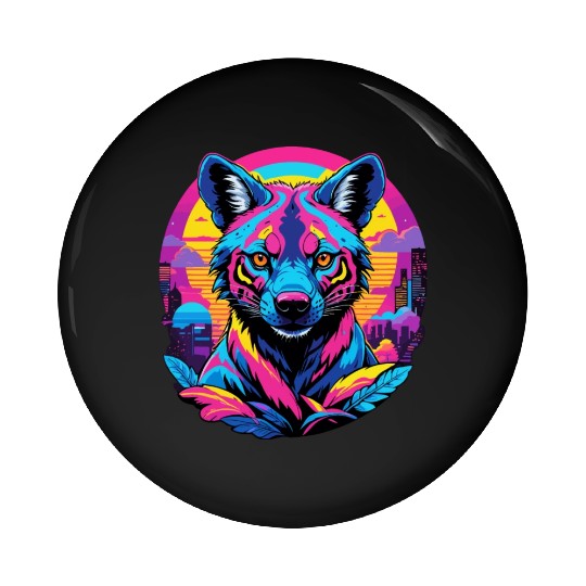 Neon Wild - Urban Hyena Portrait Pin Buttons