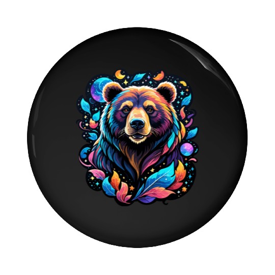 Mystical Galaxy Bear - Celestial Wilderness Art Pin Buttons