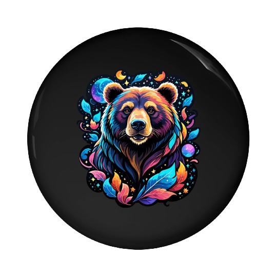 Mystical Galaxy Bear - Celestial Wilderness Art Pin Buttons