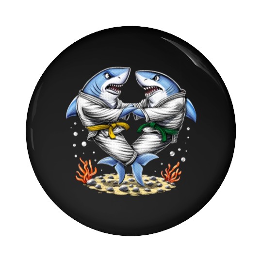 Shark Jiu-Jitsu Wrestlers Pin Buttons