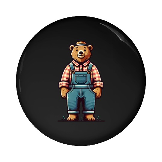 Cute Bear Farmer Pin Buttons