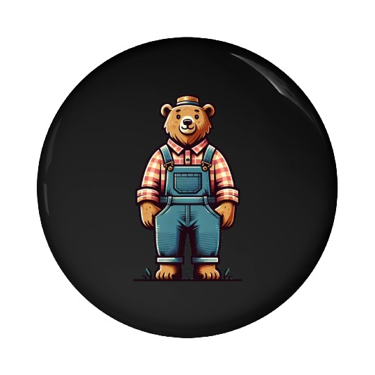 Cute Bear Farmer Pin Buttons