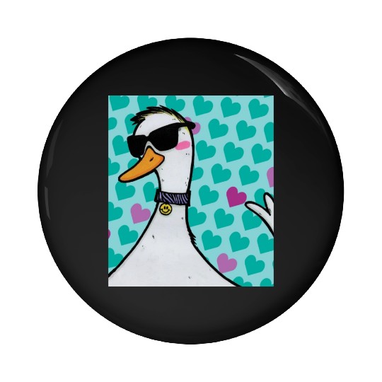 90s Raver Cartoon Duck, Party Animal, Kids Room Pin Buttons