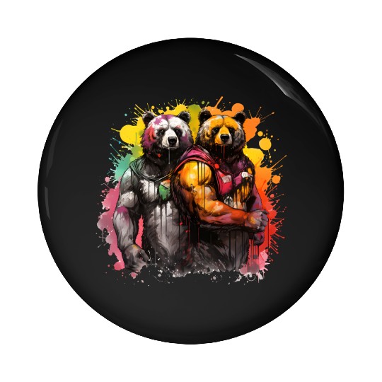 Bear Hug: 2 Big Bulky Bears, bears lovers Pin Buttons