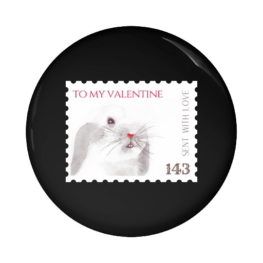 Valentine's day love letter stamp with bunny Pin Buttons