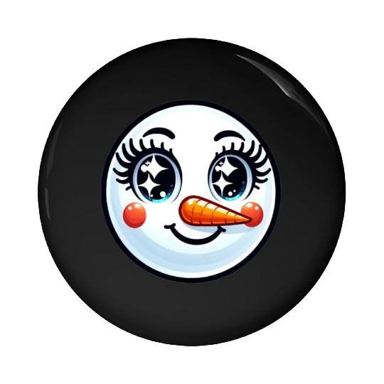 Lady Carrot-Nosed Snowwoman Cute Snowman Christmas Pin Buttons