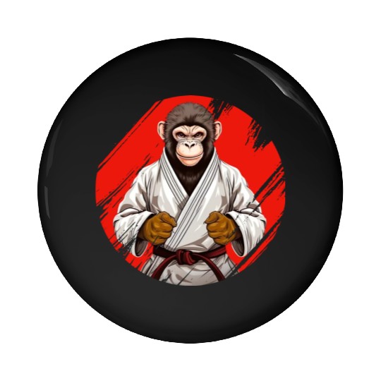 Karate Judo Monkey Chimpanzee Martial arts Pin Buttons