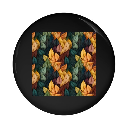 Colorful Fall Leaves Pattern Pin Buttons