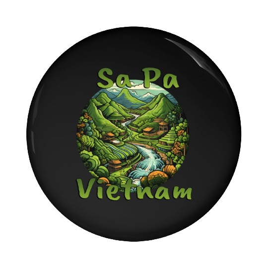 Pa Vietnam: Green Rice Terraces Pin Buttons