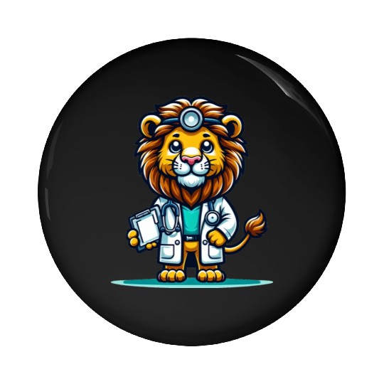 Cute Lion Doctor Pin Buttons