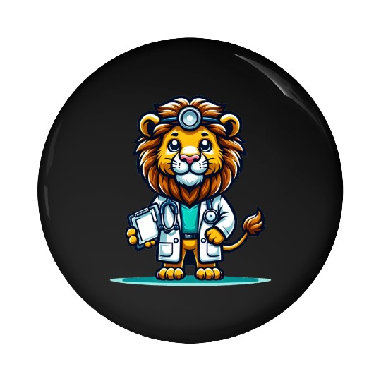 Cute Lion Doctor Pin Buttons