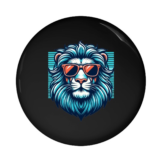 Chill Monarch - Lion with Sunglasses Retro Pin Buttons