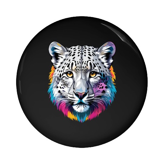 Snow Leopard Pin Buttons
