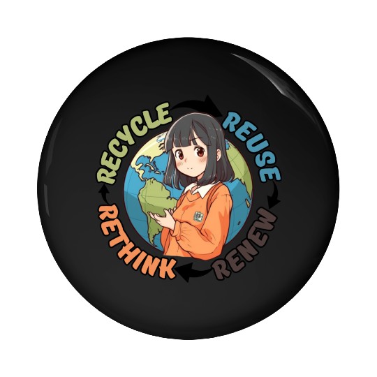 Recycle Reuse Renew Rethink Pin Buttons