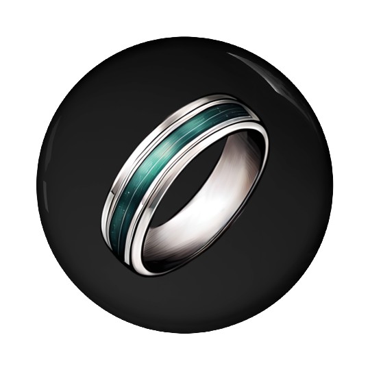 Silver Ring With Green Inlay Jewelry Pin Buttons
