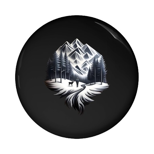 Winter is here ,snowy mountains nature Pin Buttons