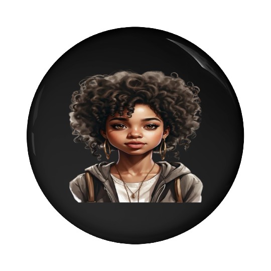 Black girl with big brown eyes .. Pin Buttons