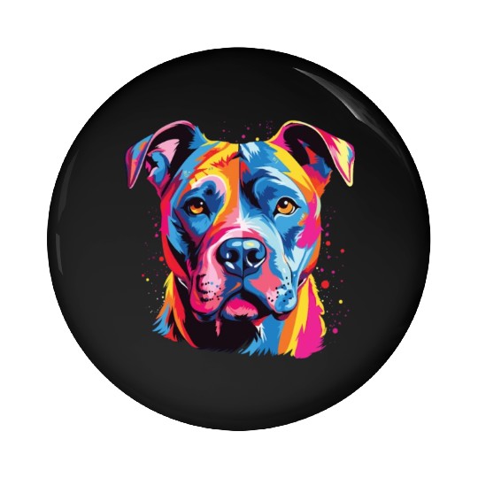 Watercolor Colorful American Pit Bull Terrier Pin Buttons