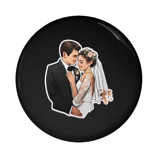 Flat Card Wedding Pin Buttons