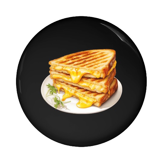 Plate of Grilled Cheese Sandwich Pin Buttons