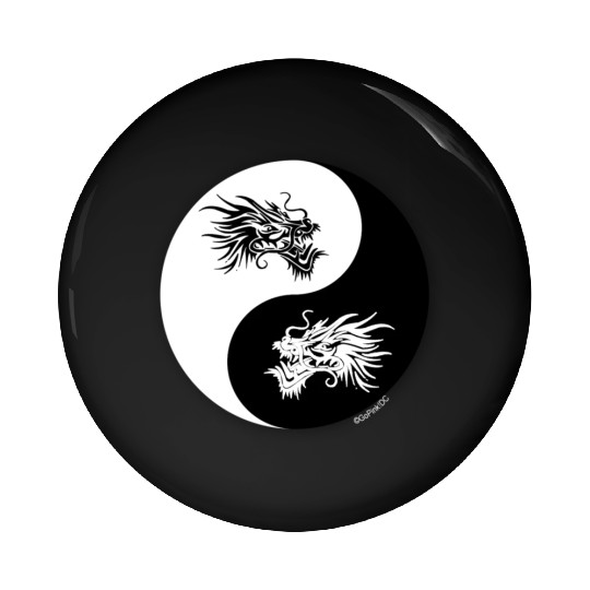 Yin and Yang Dragon Circle Pin Buttons