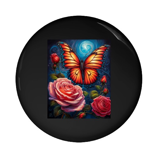 Emerald Monarch: A Delicate Embrace of Nature Pin Buttons