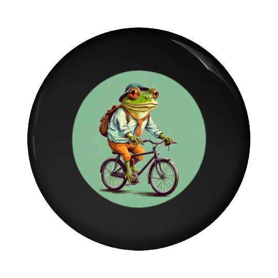 Frog Riding Bike Pin Buttons