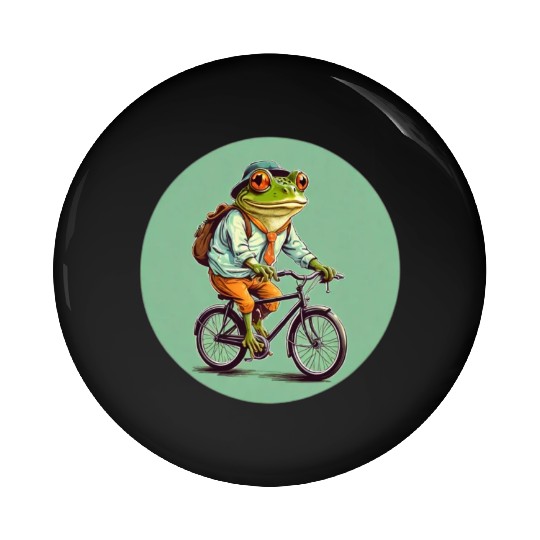 Frog Riding Bike Pin Buttons
