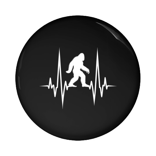 White Heartbeat with a Bigfoot Pin Buttons