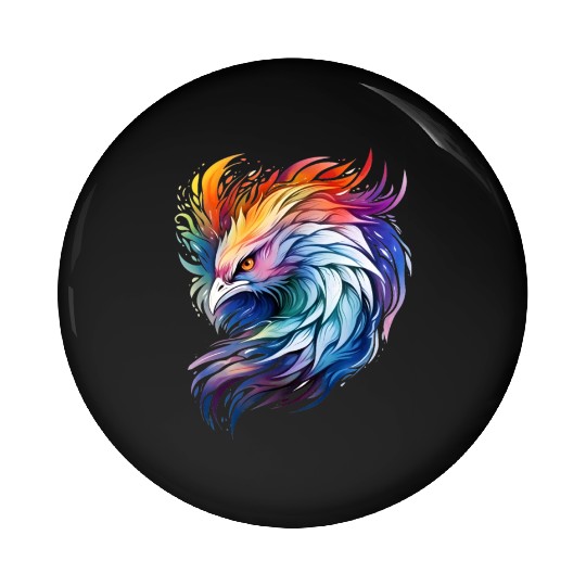 Cool Colorful Watercolor Phoenix Pin Buttons