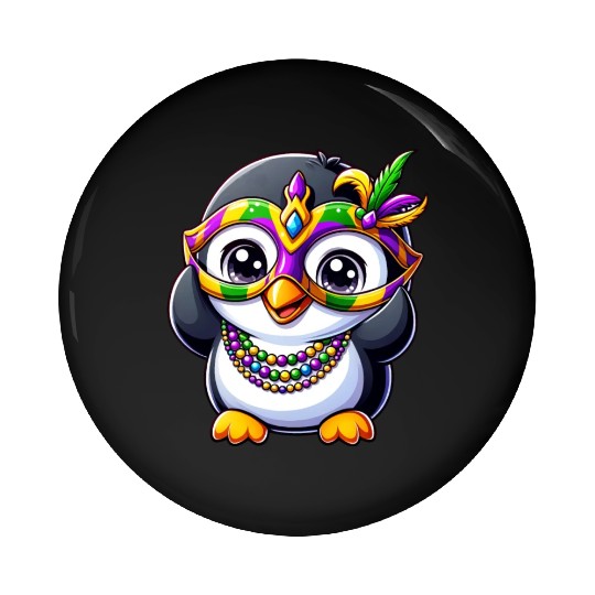 Mardi Gras Penguin Party Pin Buttons