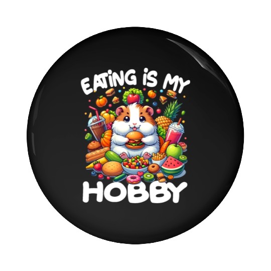 Cute Guinea Pig Kawaii Cavy Eating Burger Pin Buttons