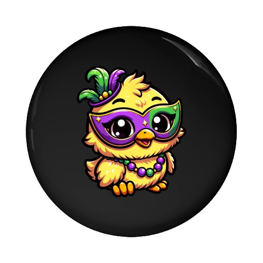 Mardi Gras Chicken, Dressed-up Chick Pin Buttons