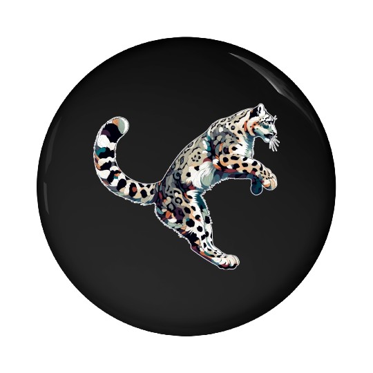 Snow Leopard Leopard White Leopard Pin Buttons