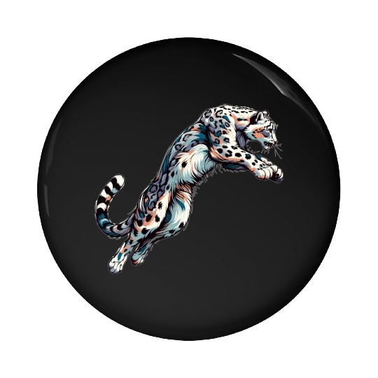 Snow Leopard Leopard White Leopard Pin Buttons
