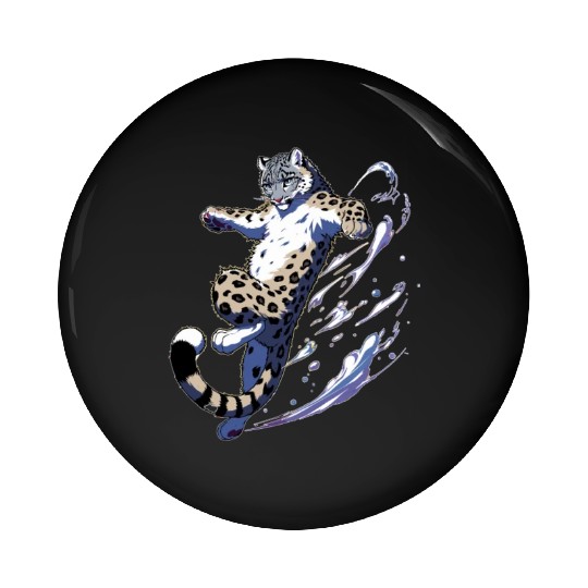 Snow Leopard Leopard White Leopard Pin Buttons