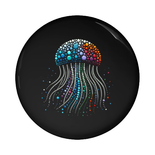 Neon Abyss - Jellyfish Pebble Art Pin Buttons