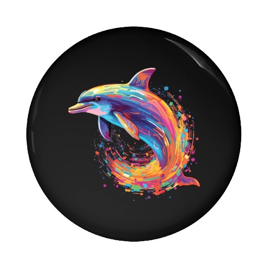 Watercolor Colorful Dolphin Colorful Animals Pin Buttons