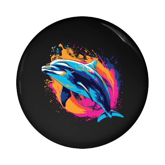 Watercolor Colorful Dolphin Colorful Animals Pin Buttons