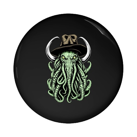 Bizarre Fusion: Cowboy Hatting Cow Cthulhu Pin Buttons