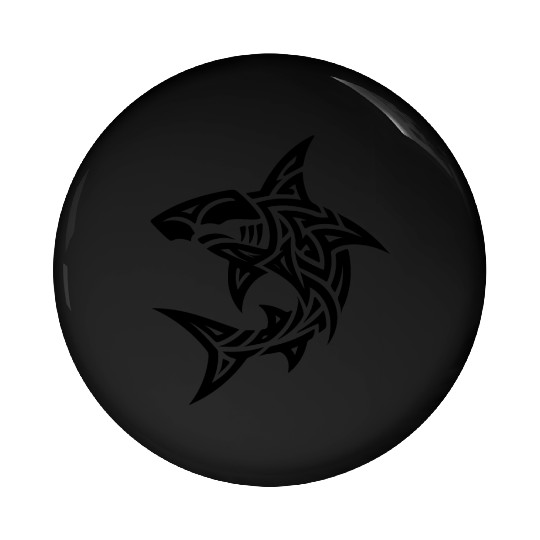 Tribal Hammerhead Shark Style Diver Fan Tattoo Pin Buttons