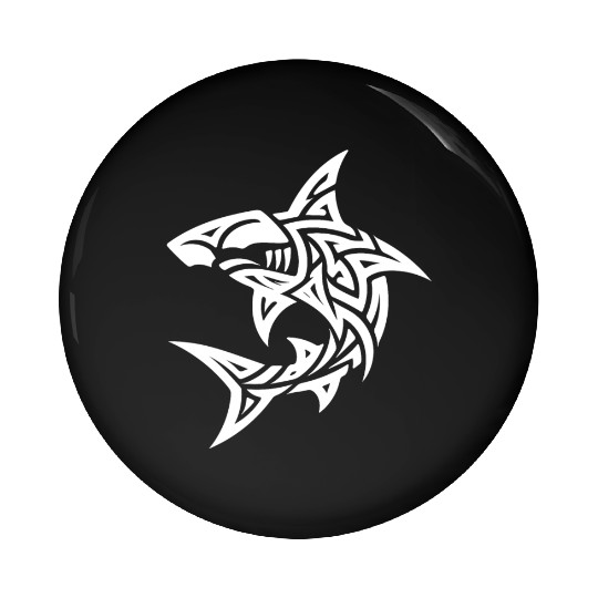 Tribal Hammerhead Shark Style Diver Fan Tattoo Pin Buttons