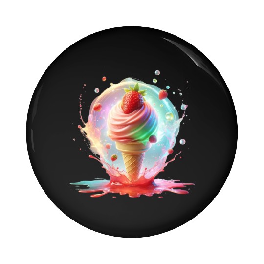 Strawberry Ice Cream with Colorful Luminescence Pin Buttons